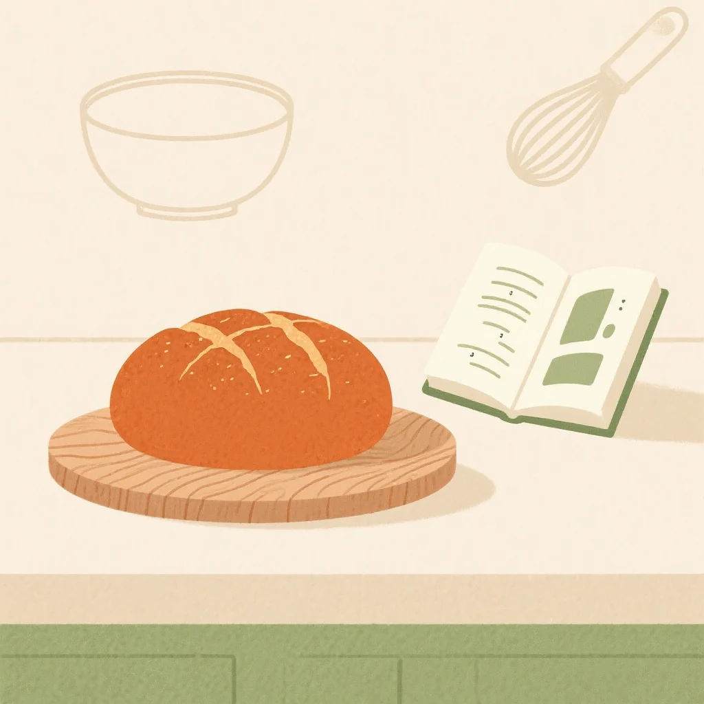 Como fazer pão em casa – guia para iniciantes com pão e livro aberto